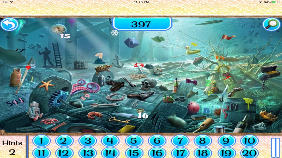 #4. Free Hidden Object Games:Seaside Hidden Numbers (iOS) Podle: rinku patel