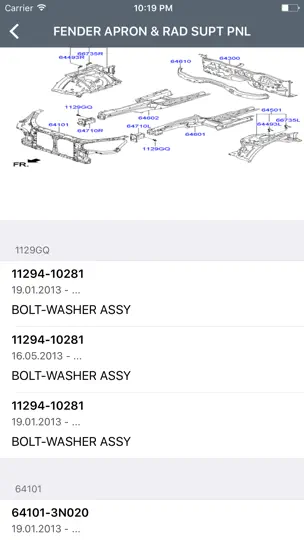 Captura de pantalla de Hyundai Car Parts - ETK Parts Diagrams en iPhone 3