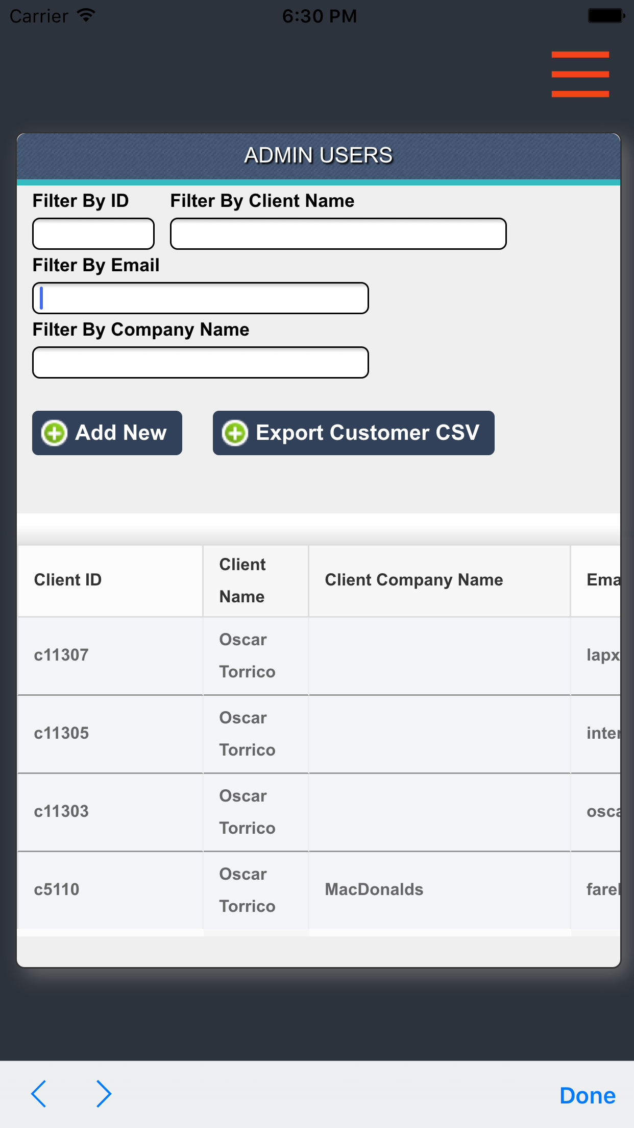 Admin Panel App