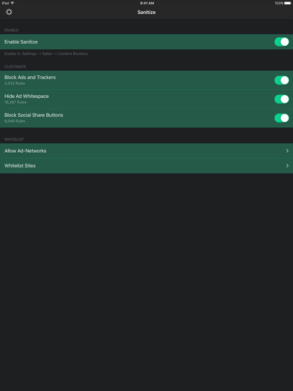 Sanitize — Ad Blocker and Web Sanitizer screenshot