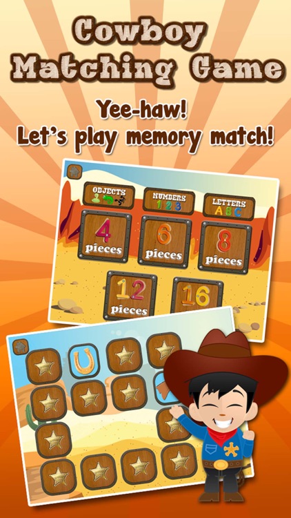 Cowboy Matching and Learning Game for Kids