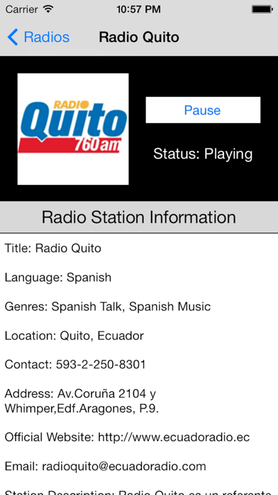 Screenshot #3 pour Ecuador Radio Live Player (Quito / Spanish / Equador)