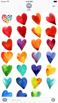 Beautiful Watercolor Heart Stickers iphone bilder 1