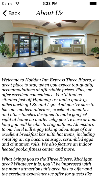 Holiday Inn Express & Suites Three Rivers app screenshot