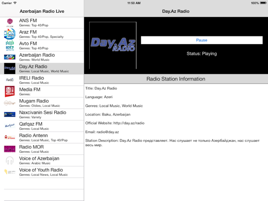 Azerbaijan Radio Live Player (Azərbaycan radio) iPad screenshot