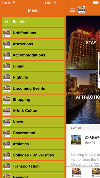 Providence RI iPhone screenshot 2 - Travel app