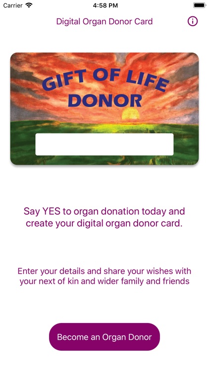 Digital Organ Donor Card