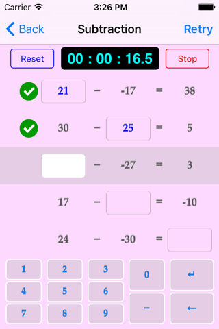 Negative Number Subtraction screenshot 3