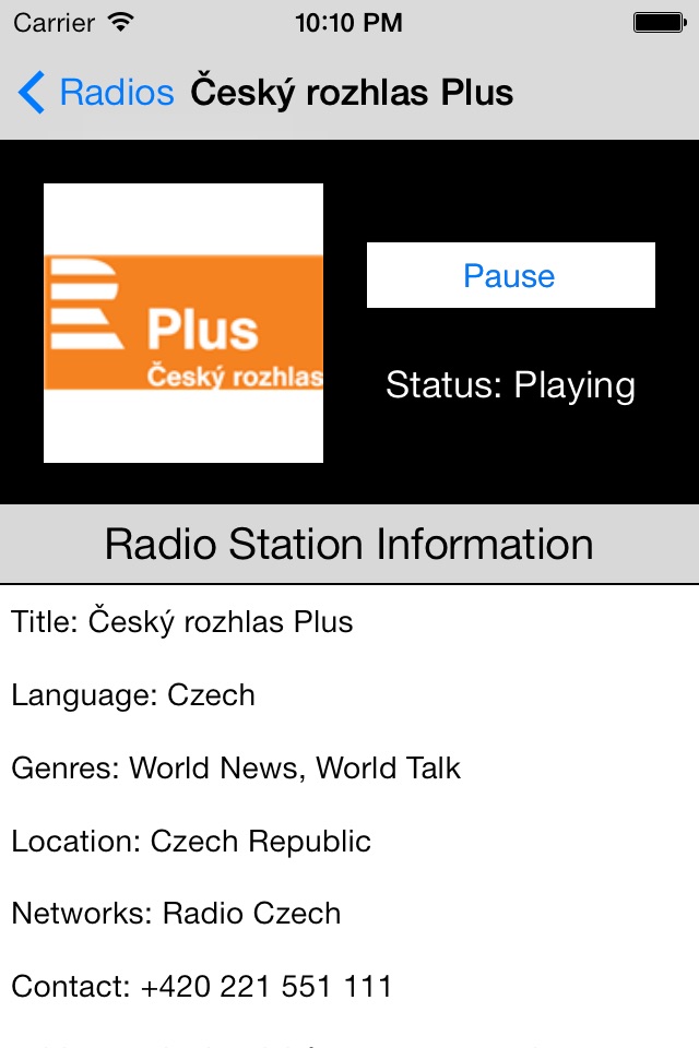 Czech Republic Radio Player (Česká republika rádio, čeština, Česko, Český) screenshot 4