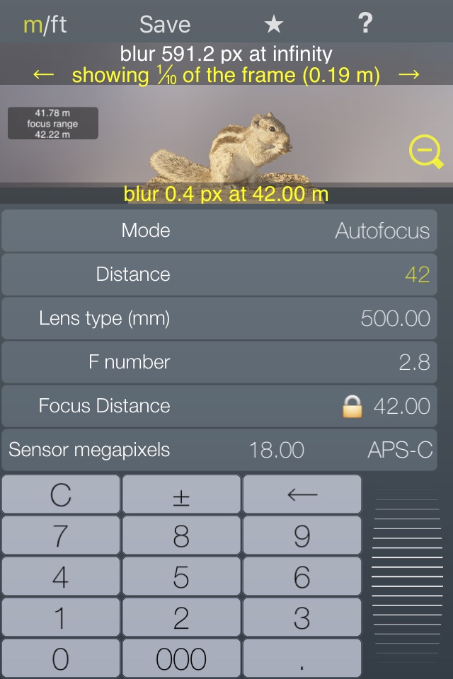 Focus / DOF hyperfocal calculator depth of field screenshot 2