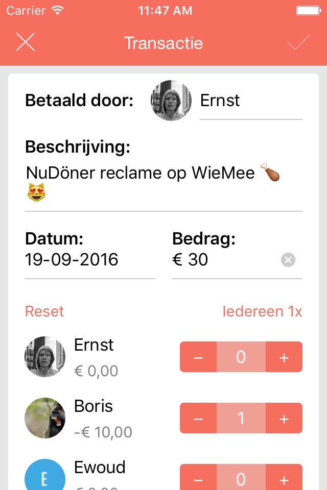 WieMee - Cost sharing made easy screenshot 2