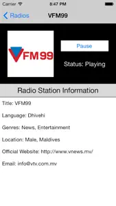 Maldives Radio Live Player (Malé/Maldivian/Dhivehi screenshot #1 for iPhone