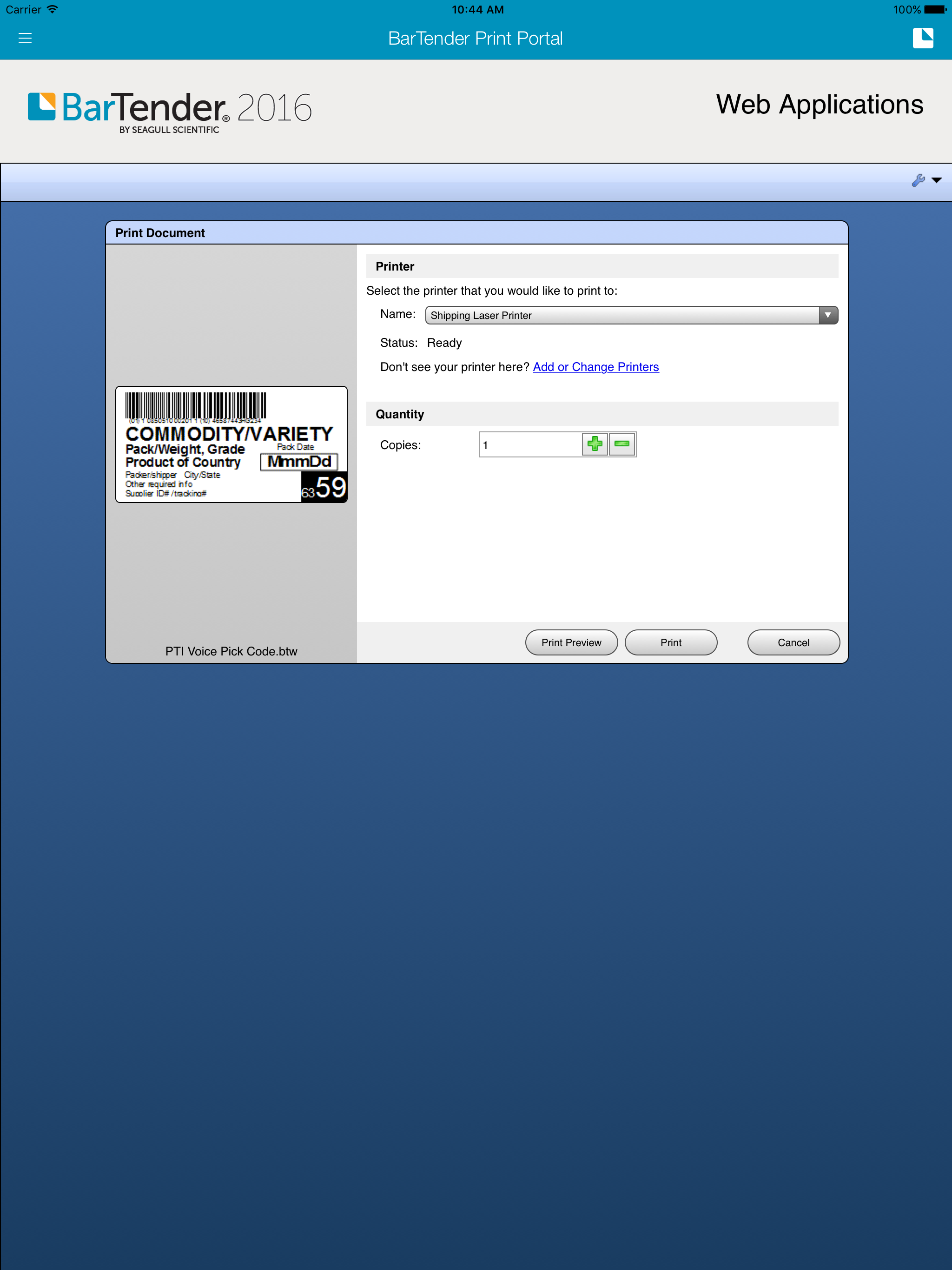 BarTender Print Portal App screenshot 8