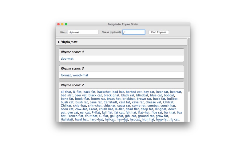 Screenshot #2 pour Pulpgrinder Rhyme Finder