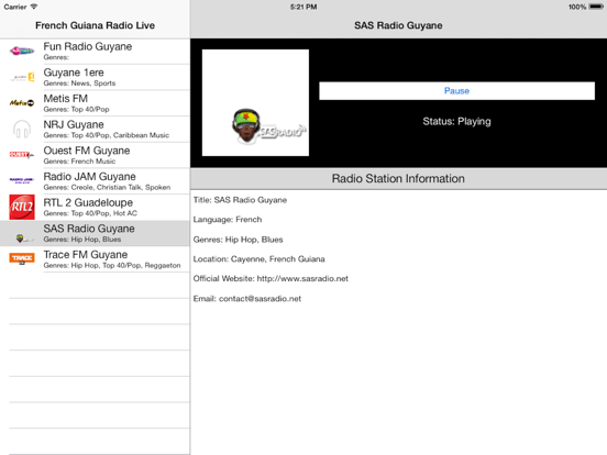 French Guiana Radio Live Player (Cayenne/français) iPad screenshot