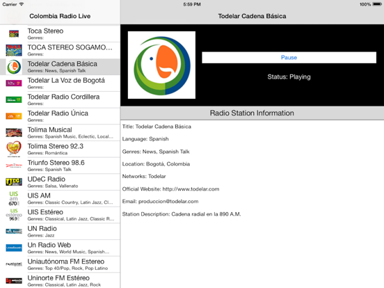 Screenshot #5 pour Colombia Radio Live Player (Bogotá / español)