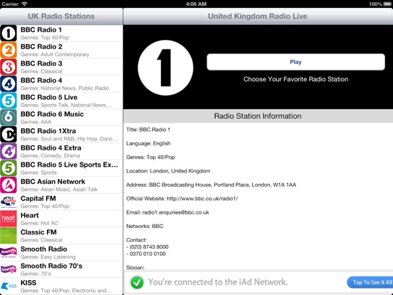 UK Radio Live (United Kingdom) iPad screenshot