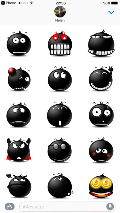 Screenshot #2 pour Black Emoji Sticker Pack for iMessage