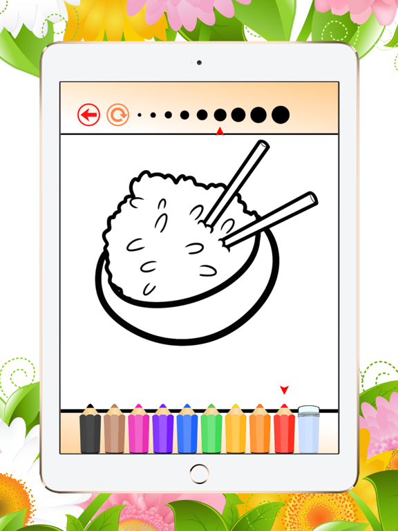 Food Coloring Book for Adults and Kids: Learn to color and draw a fast food, rice and more iPad screenshot