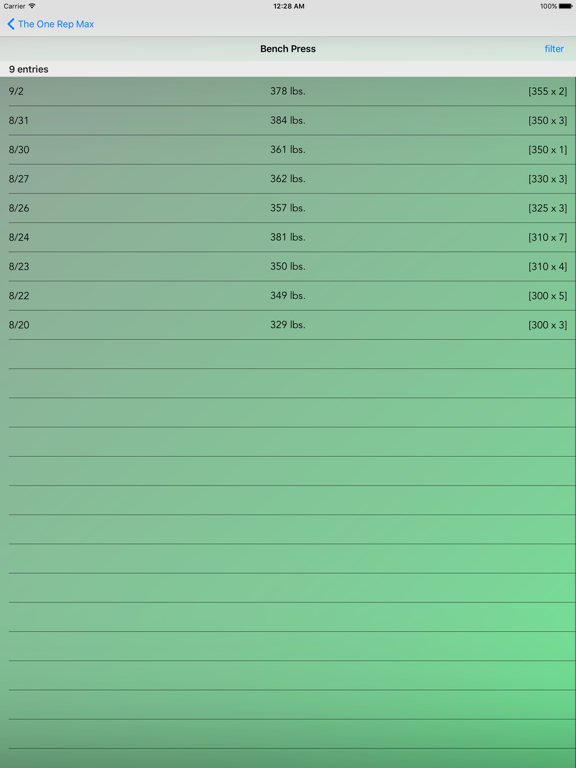 The One Rep Max iPad screenshot 3 - Health & Fitness app
