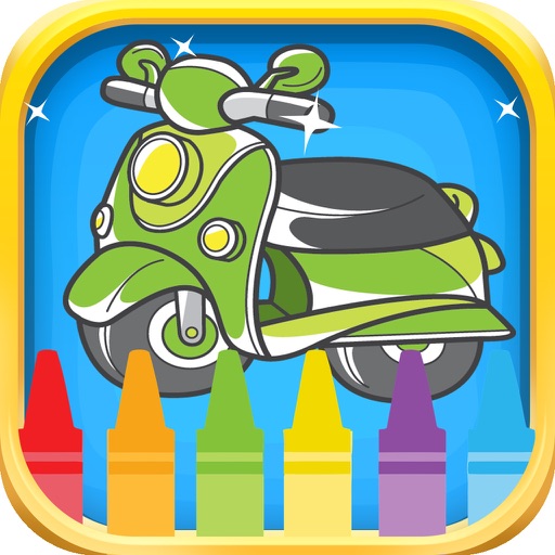 Motorcycle Coloring Book For Kids Icon