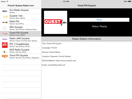 Screenshot #6 pour French Guiana Radio Live Player (Cayenne/français)