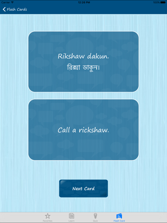 Screenshot #6 pour Learn Bengali Quickly - Phrases, Quiz, Flash Card