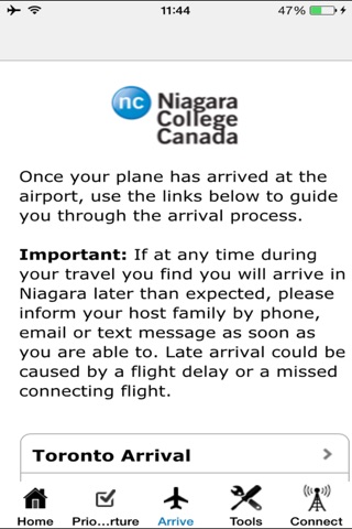 Niagara College Arrival screenshot 2