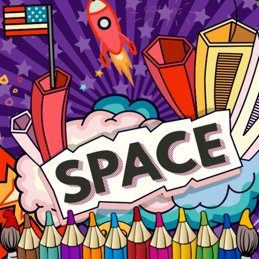 Space Galaxy coloring book drawing painting kids icon