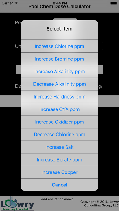 Screenshot #1 pour Pool Chemical Dose Calculator