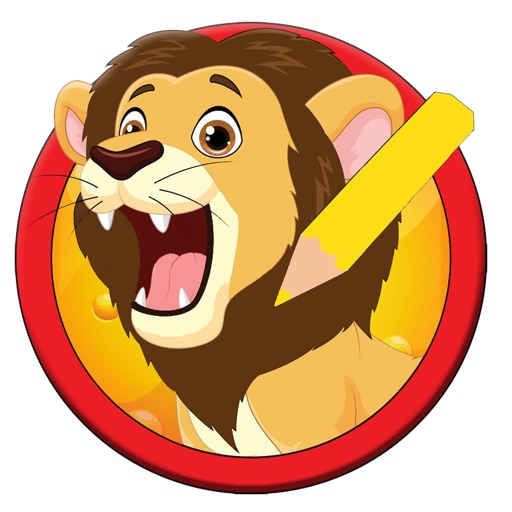 Kids Lion Coloring Book For Animal Game Education Icon