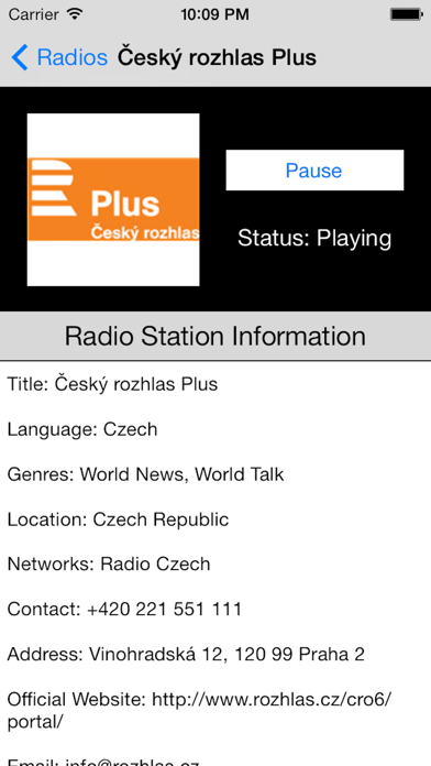 Screenshot #2 pour Czech Republic Radio Player (Česká republika rádio, čeština, Česko, Český)