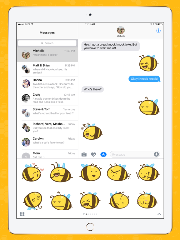Buzz Bees iPad screenshot 1 - Stickers app