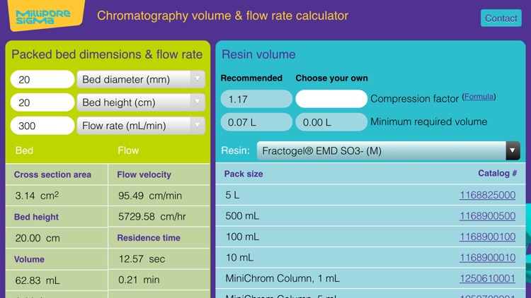 EMD Millipore Chromatography Calculator by Merck KGaA (Darmstadt, Germany)