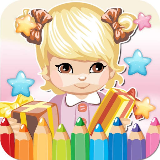 princess kids coloring book inspiration logo page Icon