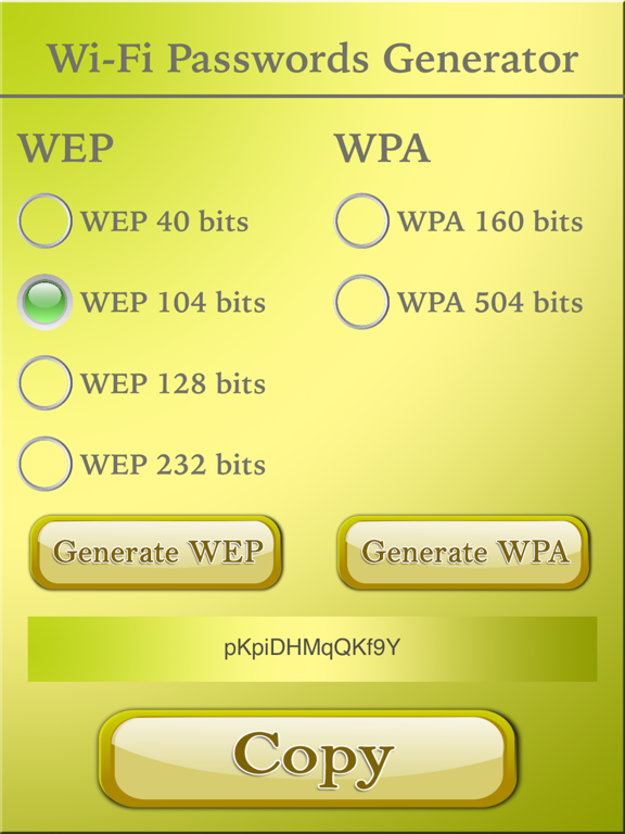 Wi-Fi Passwords Generator iPad screenshot