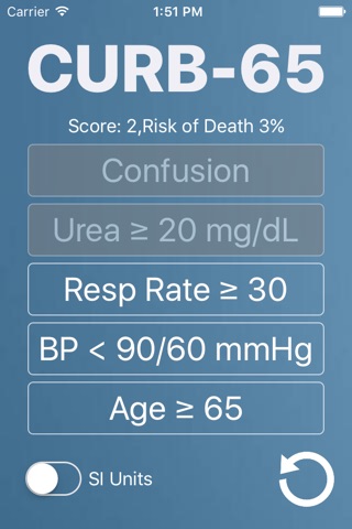CURB-65: Medical Risk Calculator for Bacterial and Viral Pneumonia screenshot 4