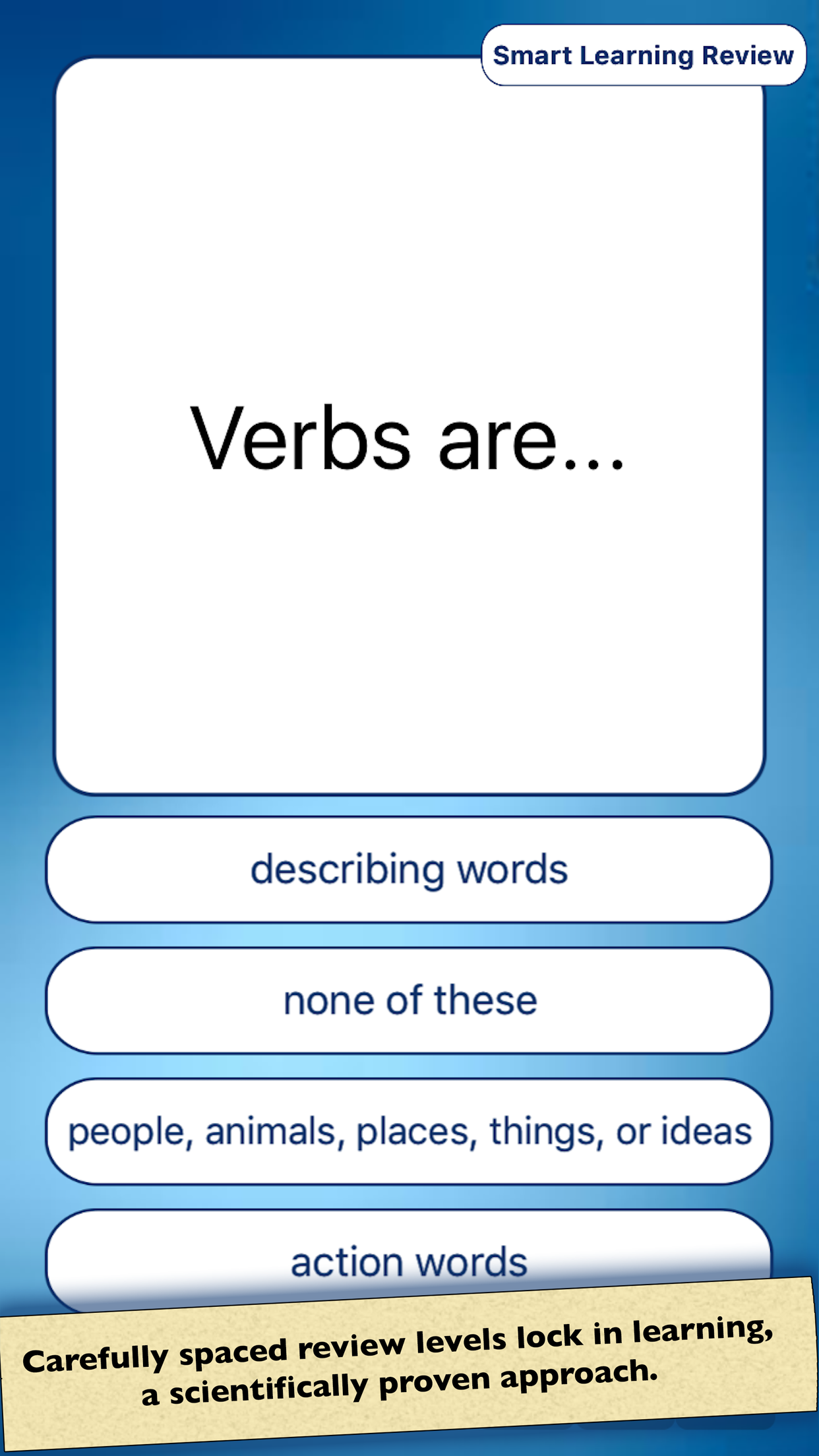 Nouns & Verbs Teaching Quiz