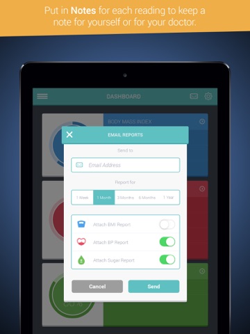Health Tracker & Manager for iPad - Personal Healthbook App for Tracking Blood Pressure BP, Glucose & Weight BMI screenshot 4