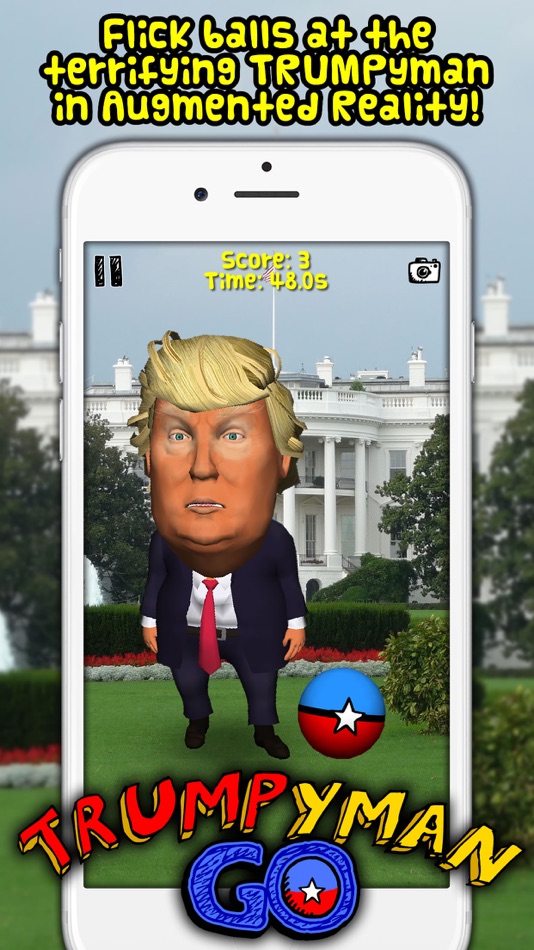 #2. TRUMP-yman GO! Bounce balls at him in augmented reality! (iOS) 由: Useless Creations Pty Ltd