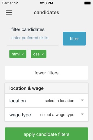 Hing | hiring. simplified. screenshot 2