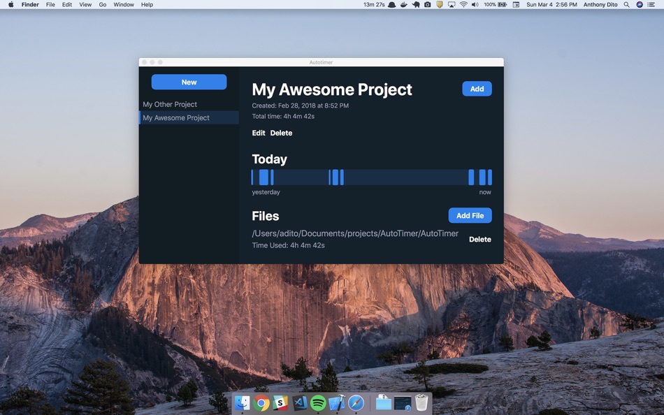 #1. AutoTimer: Hours Counter (macOS) Podle: Dito Technologies LLC