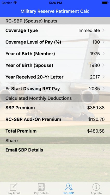 Mil Reserve Retirement Calc