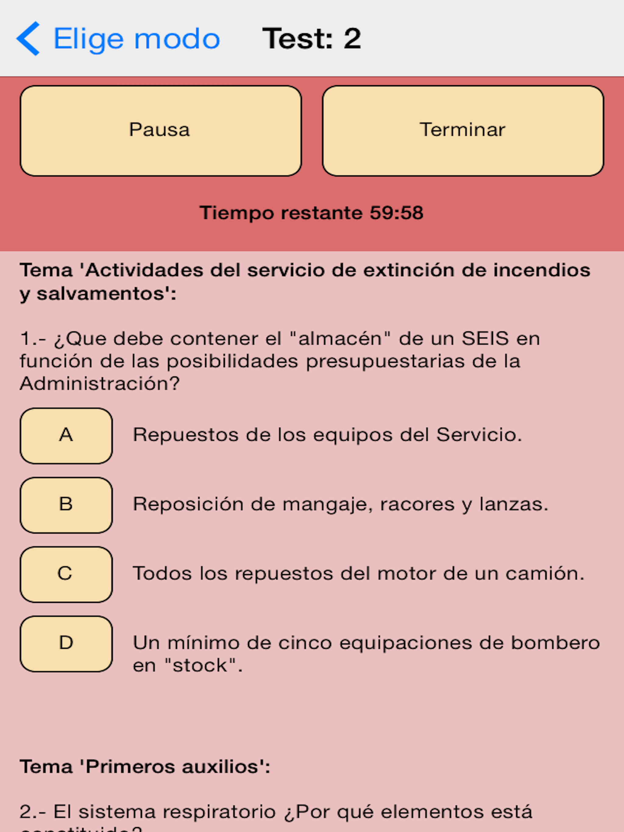 Bomberos Test