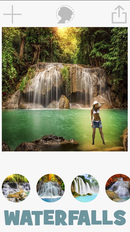 Waterfall photo frames with cut and paste montage