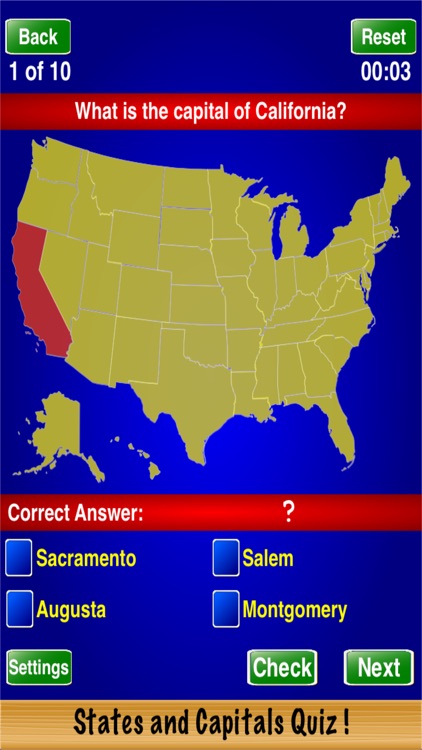 States and Capitals Quiz !
