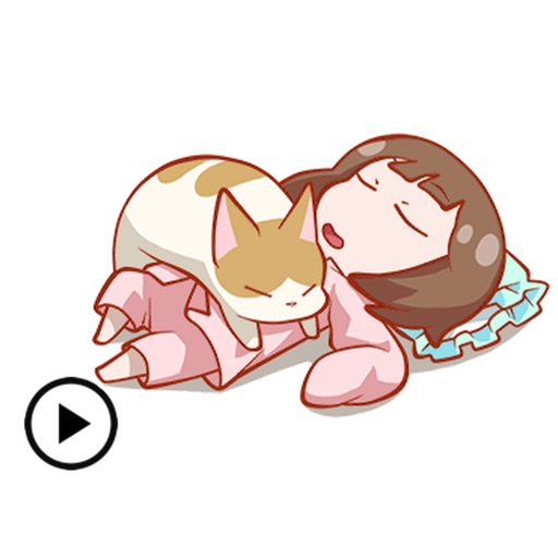 Girl And Cat Animated Sticker icon