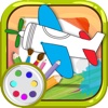 Coloring Book Line Art Airplane For Kids Game