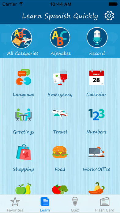 Screenshot #1 pour Learn Spanish Quickly - Phrases, Quiz, Flash Card