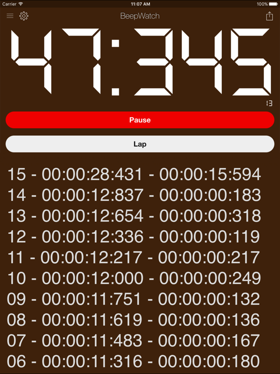 BeepWatch 2 Beeping Stopwatch iPad screenshot 4 - Health & Fitness app